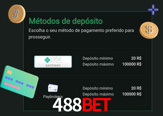 O cassino 488Bet oferece uma grande variedade de métodos de pagamento